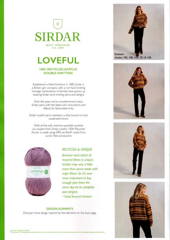 Crochet Pattern - Sirdar 10765 - Loveful DK - Ladies Sweater